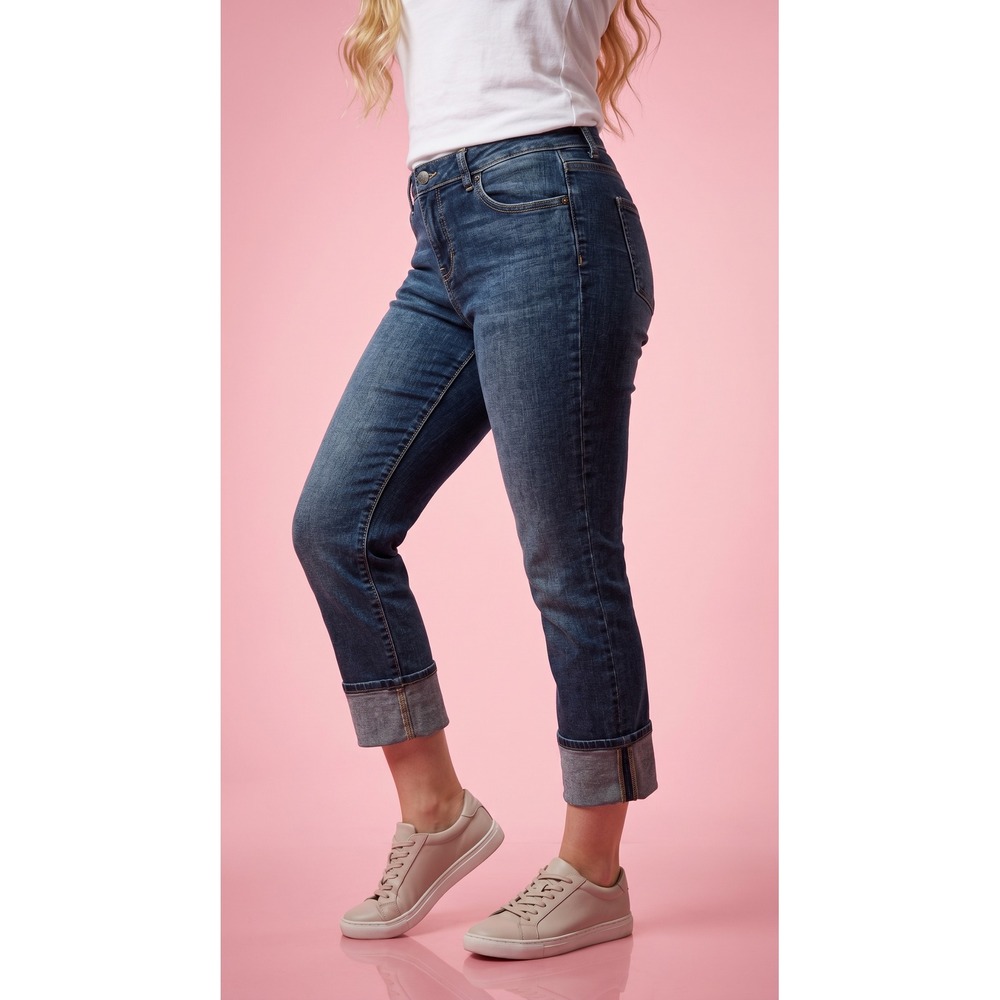 Gap Straight Cuff Jeans Womens 8/29R Medium Wash Blue Denim Stretch Cropped